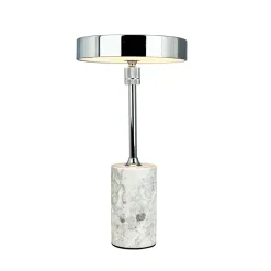 Starlight LED batteri- / bordlampe, grå marmor/krom