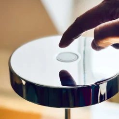 Starlight LED batteri- / bordlampe, grå marmor/krom