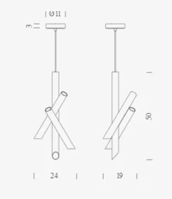 Tubes 3 pendel, hvid/kobber