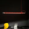 Tubular pendel, rød m/rød ledning