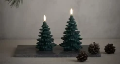 Uyuni LED stearinlys juletræ, olive green, smooth, 10x15
