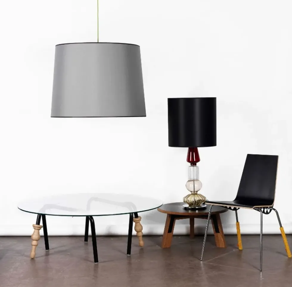 Vintage bordlampe m/sort skærm