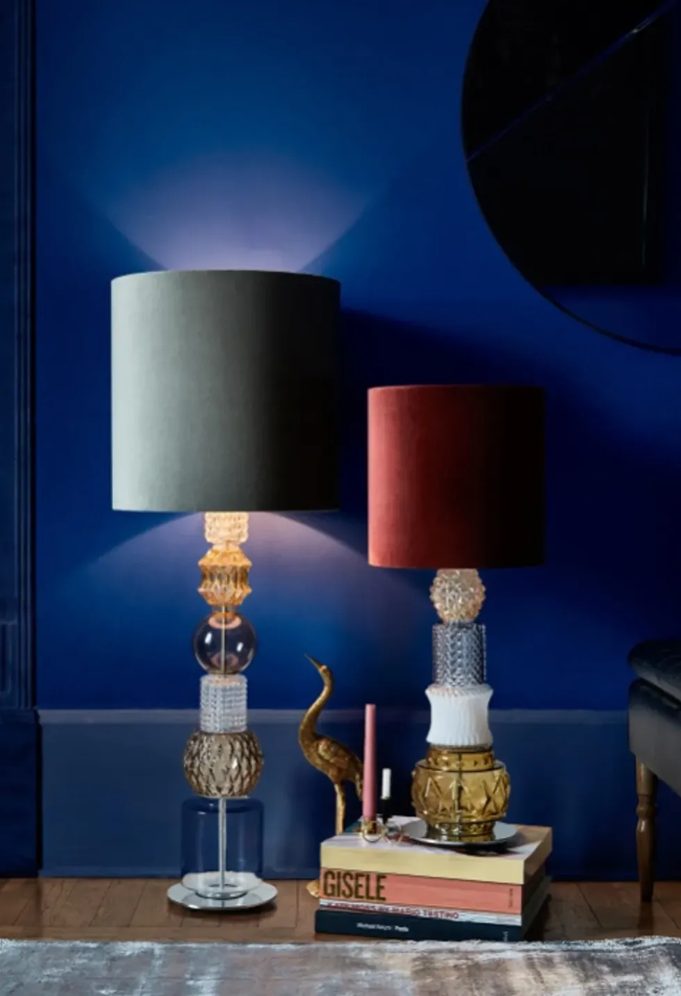 Vintage bordlampe m/sort skærm