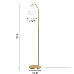 VL Ringkrone gulvlampe, messing/blank opal