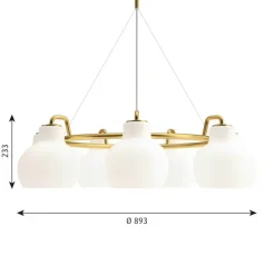 VL Ringkrone 7 pendel, messing/blank opal