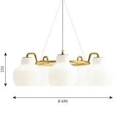 VL Ringkrone 5 pendel, messing/blank opal