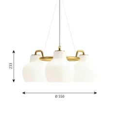 VL Ringkrone 3 pendel, messing/blank opal