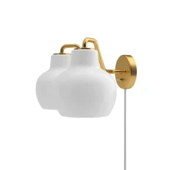 VL Ringkrone 2 væglampe, messing/blank opal
